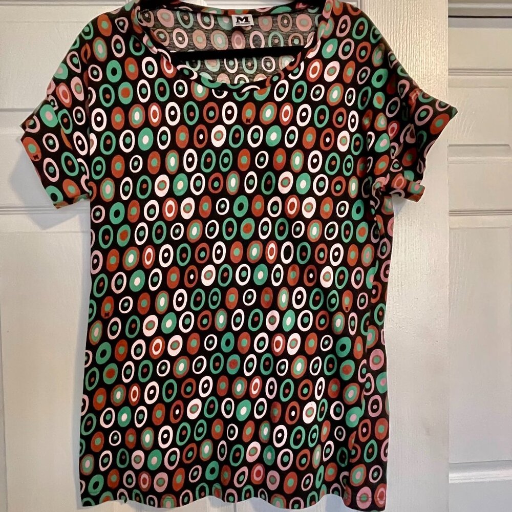 Vintage M Missoni Italy Bright Print Cotton Jersey Tunic Blouse M